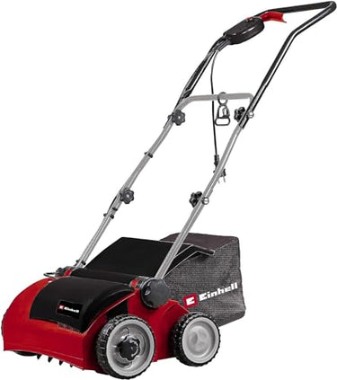Einhell Elektro-Vertikutierer-Lüfter GE-SA 1433 (zum Vertikutieren, Lüften & Fangen bis 400 m², 1.400 Watt, kugelgelagerte Messer-/Lüfterwalze mit 20 Messern/48 Krallen) im Sale